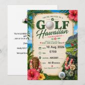 Invitation Golf thème hawaïen (Devant / Derrière)