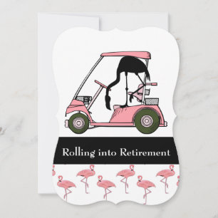 Invitation Golf Thème Retraite Party Golf Panier Flamant rose