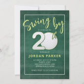 Invitation Golf Theme Swing By 20th Birthday Stylish Green (Devant)