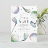 Invitation Golf Themed 50th Birthday Par-tee (Debout devant)