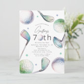 Invitation Golf Themed 70th Birthday Par-tee (Debout devant)