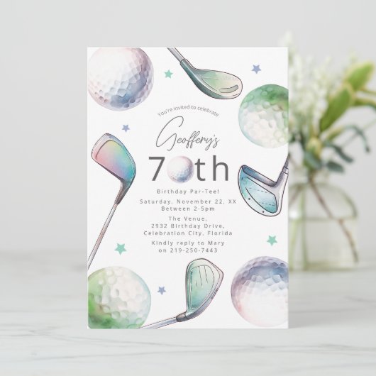 Invitation Golf Themed 70th Birthday Par-tee (Debout devant)