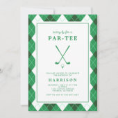 Invitation Golf Themed Birthday Party Modern Preppy Green (Devant)