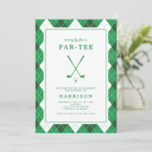 Invitation Golf Themed Birthday Party Modern Preppy Green (Debout devant)