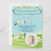 Invitation Golf Trou En Un Photo Boy Premier Anniversaire Par (Devant)