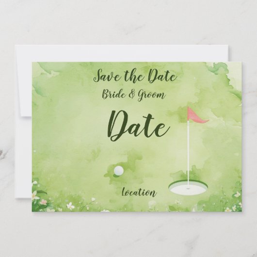 Invitation Golf vert eau aquarelle (Devant)