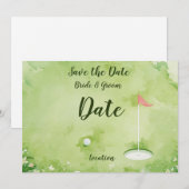 Invitation Golf vert eau aquarelle (Devant / Derrière)