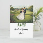 Invitation Golf Wedding with bride and groom at club house (Debout devant)