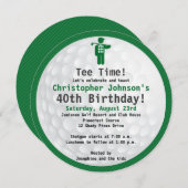 Invitation Golfball Green blac Golf Anniversaire Fête Invitat (Devant / Derrière)