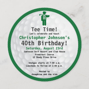 Invitation Golfball Green blac Golf Anniversaire Fête Invitat