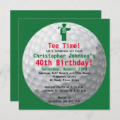 Invitation Golfball Green Gold Golf Anniversaire Fête Invitat (Devant / Derrière)