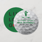 Invitation Golfball Green Golf 40e Anniversaire Fête Invitati (Devant / Derrière)
