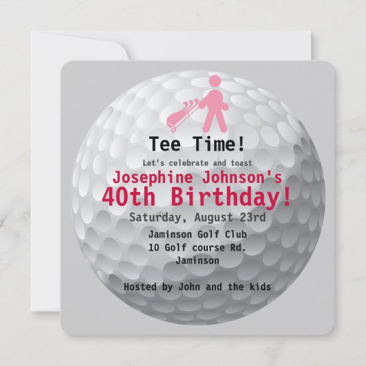 Invitation Golfball Green Golf 40e Anniversaire Fête Invitati (Devant)