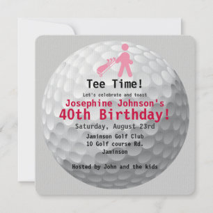 Invitation Golfball Green Golf 40e Anniversaire Fête Invitati