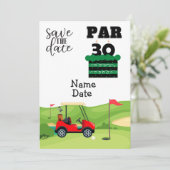Invitation Golfer 30e anniversaire avec voiturette de golf En (Debout devant)
