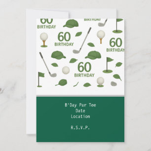 Invitation Golfer 60e anniversaire pour Amoureux des chats
