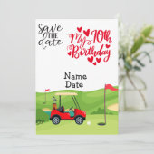 Invitation Golfer 70e anniversaire avec voiturette de golf En (Debout devant)