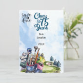 Invitation Golfer 75e anniversaire avec sac de golf Enregistr (Debout devant)