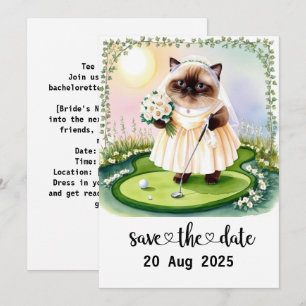 Invitation Golfer Cat Bachelorette Party sur mettre vert