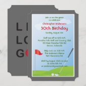 Invitation Golfer Golf Ball and Flag 30e anniversaire (Devant / Derrière)
