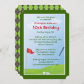 Invitation Golfer Golf Ball and Flag 30e anniversaire (Devant / Derrière)