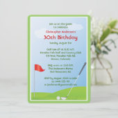 Invitation Golfer Golf Boule de golf et drapeau 30e anniversa (Debout devant)