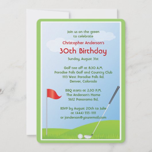 Invitation Golfer Golf Boule de golf et drapeau 30e anniversa (Devant)