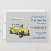 Invitation Golfer Golf Golfing Blue 75e anniversaire Invitati (Dos)