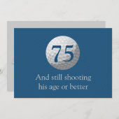 Invitation Golfer Golf Golfing Blue 75e anniversaire Invitati (Devant / Derrière)