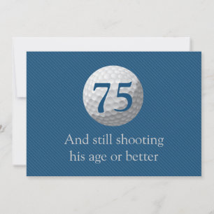 Invitation Golfer Golf Golfing Blue 75e anniversaire Invitati