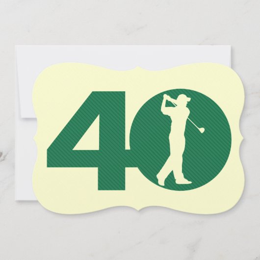 Invitation Golfer Golf Vert bronze 40e anniversaire Invitatio (Devant)