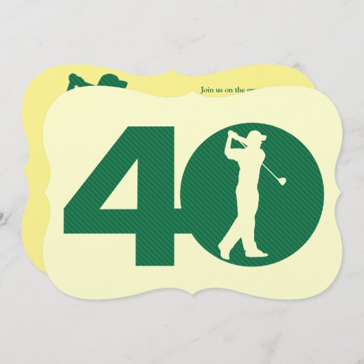 Invitation Golfer Golf Vert bronze 40e anniversaire Invitatio (Devant / Derrière)