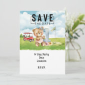 Invitation Golfeur 1er aquarelle d'anniversaire un an (Debout devant)