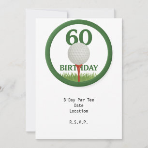 Invitation Golfeur 60e anniversaire avec balle de golf sur te