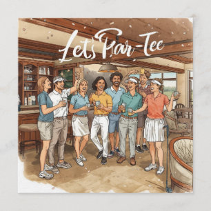 Invitation Golfeur Allons au Par sur le Tee au Club House 