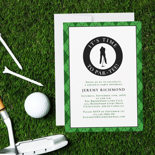 Invitation Golfeur Par Tee Drôle Humour Fête d'anniversaire P