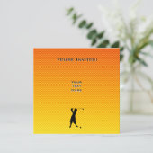 Invitation Golfeur Vintage orange jaune (Debout devant)
