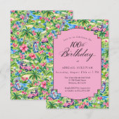 Invitation golfique avec impression rose et verte (Devant / Derrière)