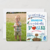 Invitation Gone Fishing 4e anniversaire Little Fisherman Phot (Devant)