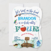 Invitation Gone Fishing quatrième anniversaire petit pêcheur (Devant)