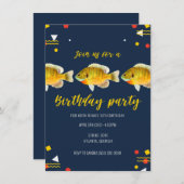 Invitation Gone Fishy' Boys Pêche Thème Brithday Party (Devant / Derrière)