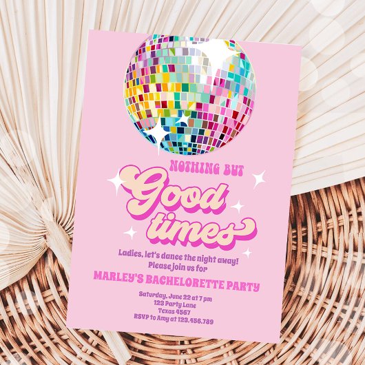 Invitation Good Times Disco Party Bachelortie Super