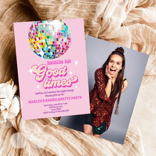 Invitation Good Times Disco Party Bachelortie Super