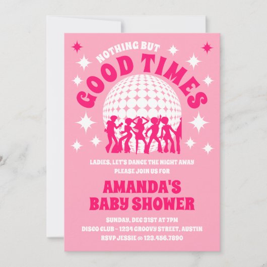 Invitation Good Times Super Baby shower rose (Devant)
