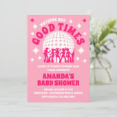 Invitation Good Times Super Baby shower rose (Debout devant)