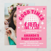 Invitation Good Times Super Baby shower rose (Devant / Derrière)