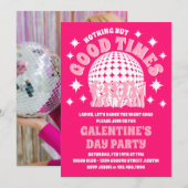 Invitation Good Times Super Pink Galentine's Day Party (Devant / Derrière)