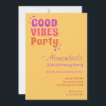 Invitation Good Vibes Summer 30th Birthday Party<br><div class="desc">Amusant, été 30ème anniversaire de bonne vibes design de fête. - En été bonne typographie jaune et rétro style. - Idéal pour inviter vos invités à votre 30e anniversaire, été, plage ou piscine fête. - Facile à modifier les modèles en utilisant ce bouton personnalisez-le pour personnaliser et ajouter les détails...</div>