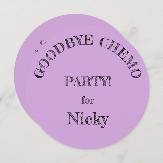 Invitation "Goodbye Chemo" (Devant / Derrière)