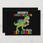 Invitation Goodbye Kindergarten Hello 1st Grade T Rex School (Devant / Derrière)
